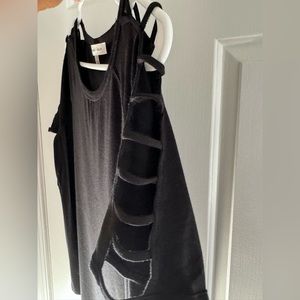 August Silk short sleeve top with cutouts,  black,  size L  & EUC